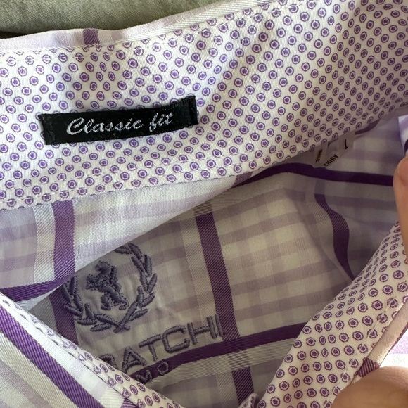 Bugatchi Uomo Purple Plaid Long Sleeve Men's Dress Shirt Size Large Classic Fit - Picture 3 of 6